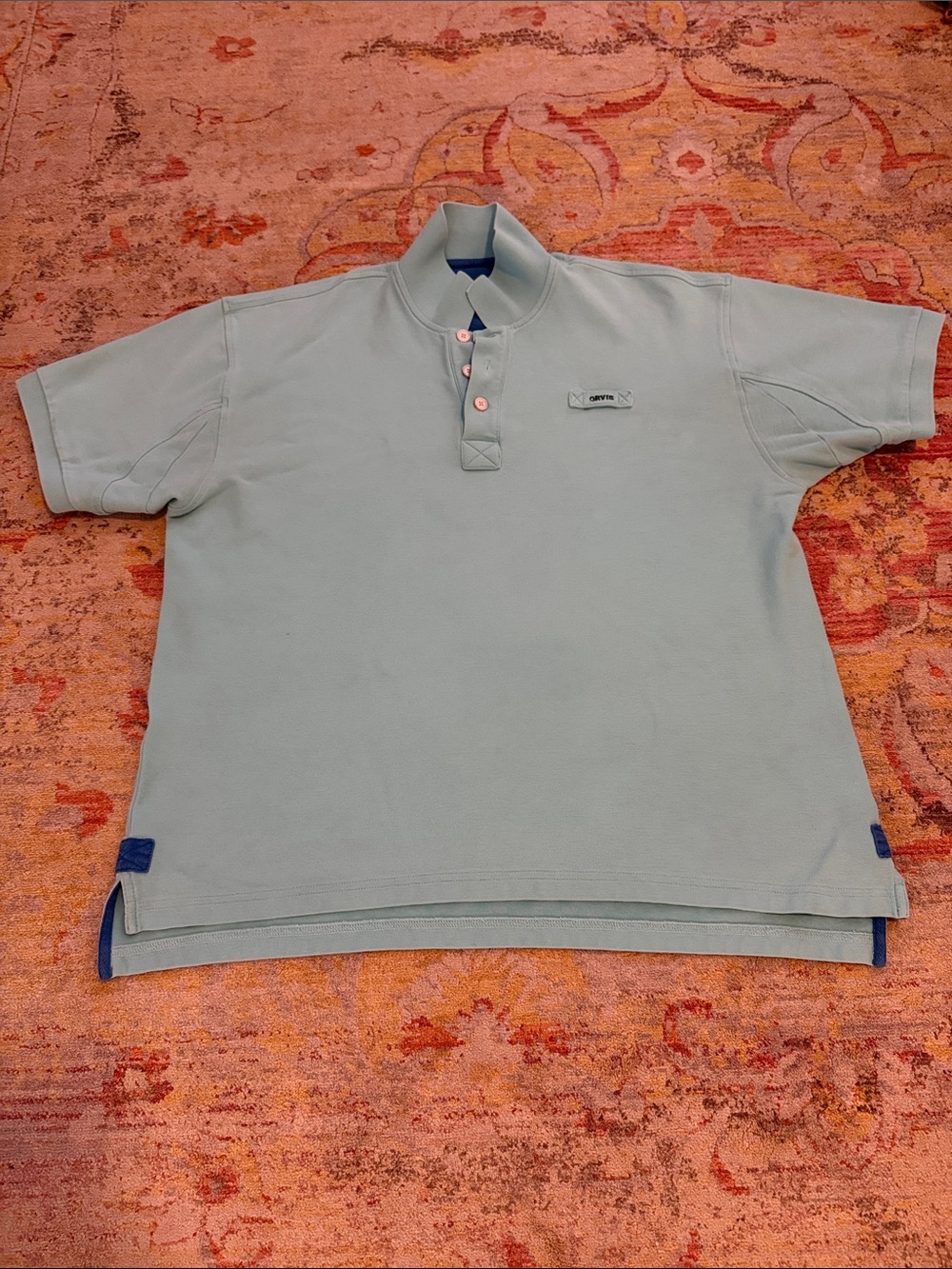 Orvis Men’s Seafoam Short-Sleeve Polo with Contrast Trim